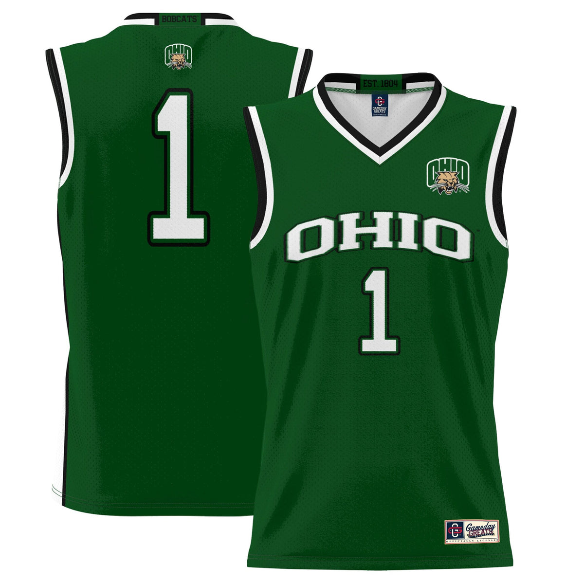 #1 Ohio Bobcats Lightweight Basketball Jersey - Green product image 2, provided for visual reference and product detail