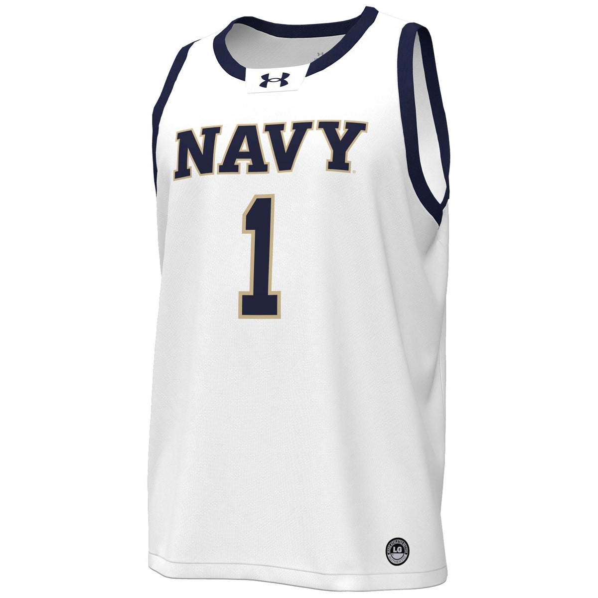 Navy Midshipmen #1 Replica Basketball Jersey - White product image 3, provided for visual reference and product detail review
