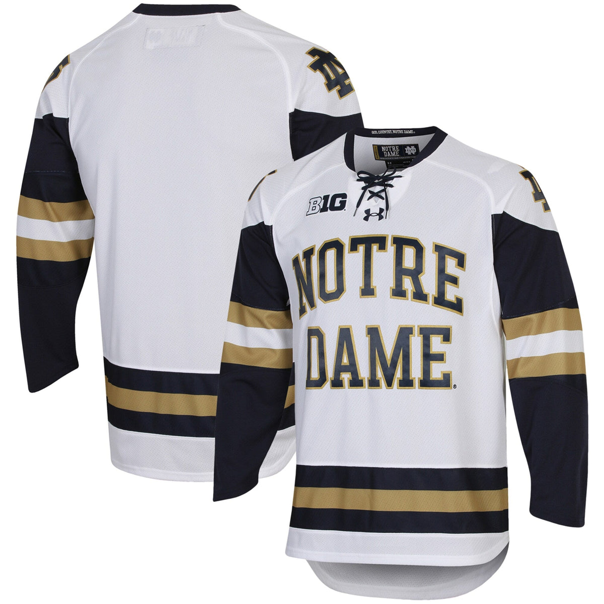 Notre Dame Fighting Irish Replica Hockey Jersey - White product image 2, provided for visual reference and product detail