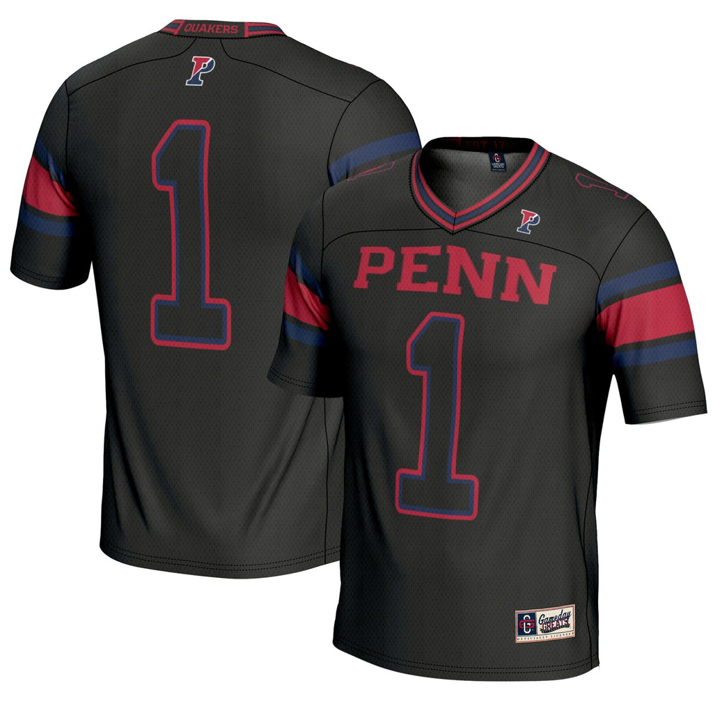 #1 Pennsylvania Quakers Endzone Football Jersey - Black product image 1, provided for visual reference and product detail