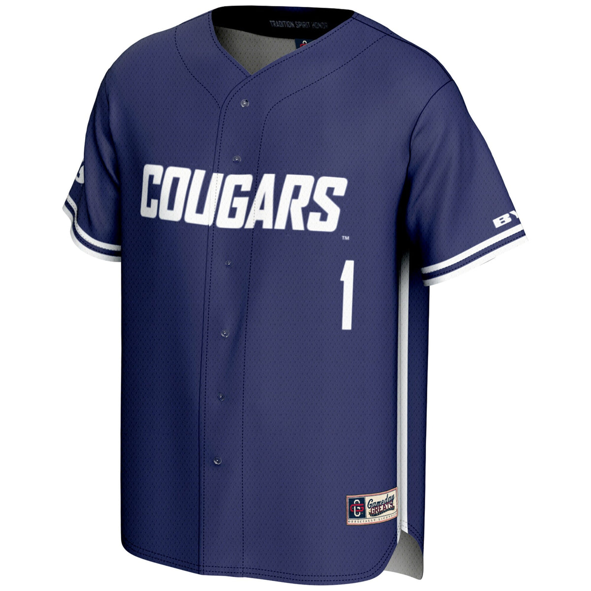 #1 BYU Cougars Lightweight Baseball Jersey - Navy product image 3, provided for visual reference and product detail review