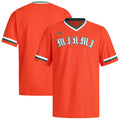 Miami Hurricanes V-Neck Baseball Jersey - Orange product image 1, provided for visual reference and product detail review