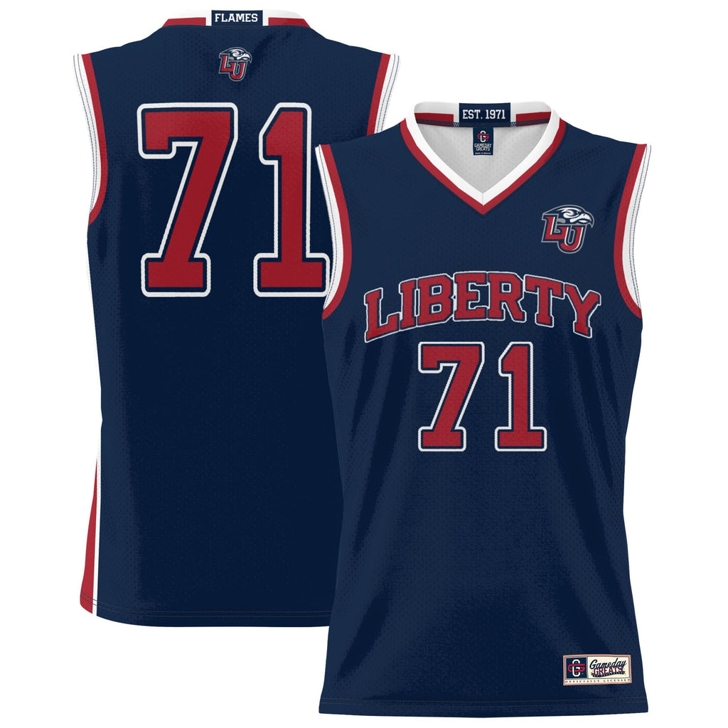 #71 Liberty Flames Lightweight Basketball Jersey - Navy product image 1, provided for visual reference and product detail