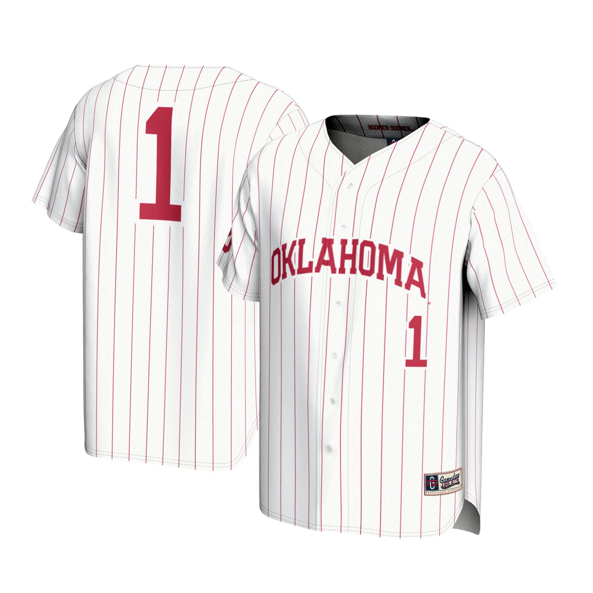 #1 Oklahoma Sooners Lightweight Baseball Jersey - White product image 1, provided for visual reference and product detail