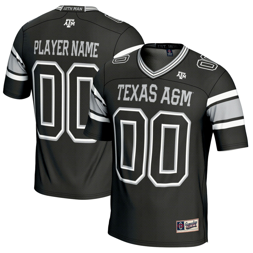 Texas A&M Aggies NIL Pick-A-Player Football Jersey - Black product image 1, provided for visual reference and product detail