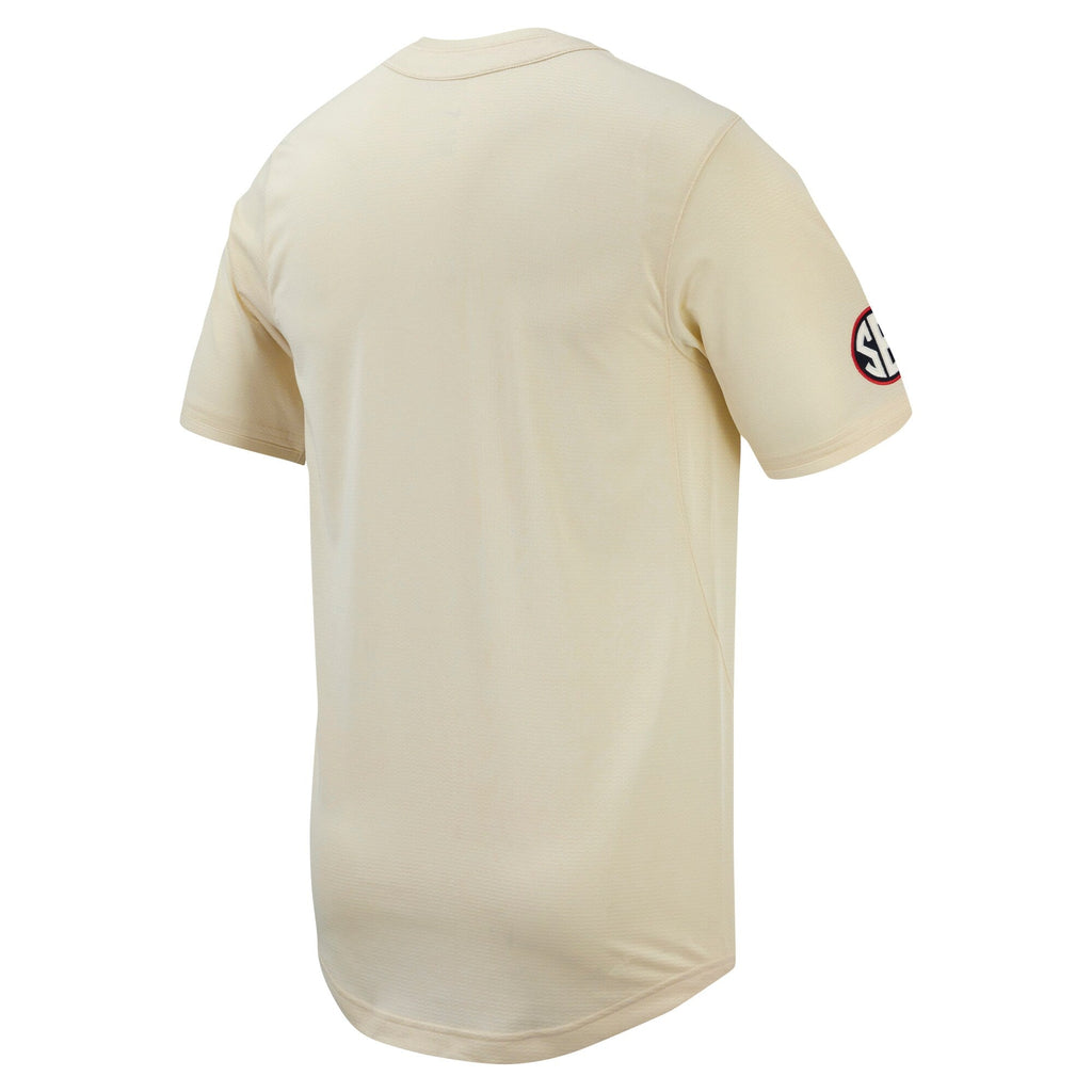 Cream Ole Miss Rebels Replica Full-Button Baseball Jersey product image 4, provided for visual reference and product detail