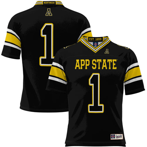 #1 Appalachian State Mountaineers Endzone Football Jersey - Black product image 2, provided for visual reference and product