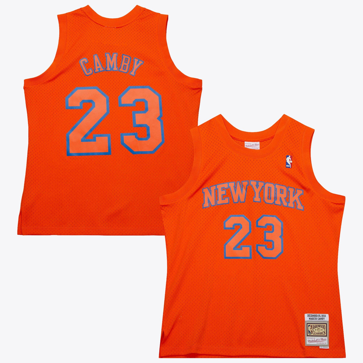 New York Knicks Marcus Camby 2012 Day Authentic Jersey - Orange product image 2, provided for visual reference and product