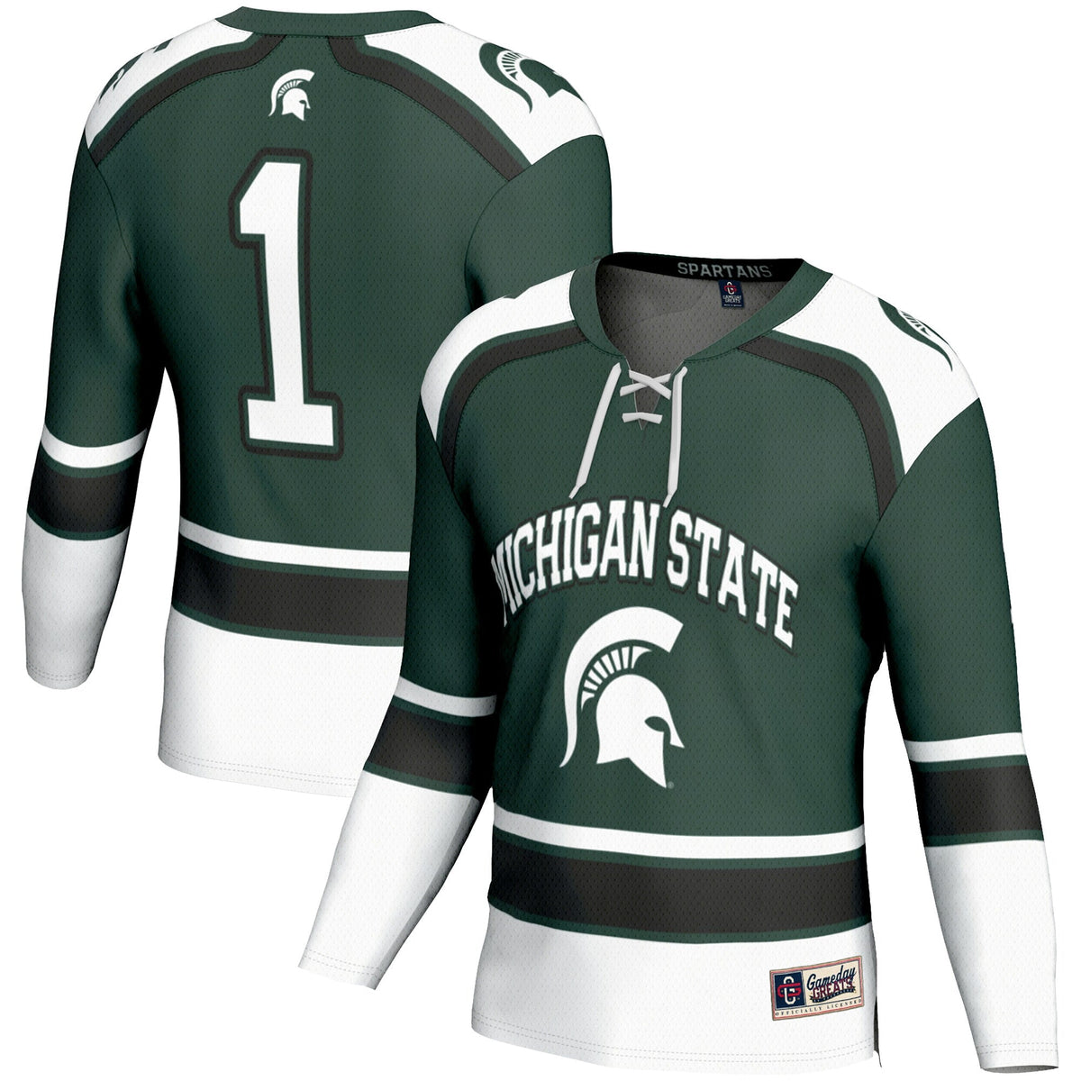 #1 Michigan State Spartans Hockey Jersey - Green product image 1, provided for visual reference and product detail review
