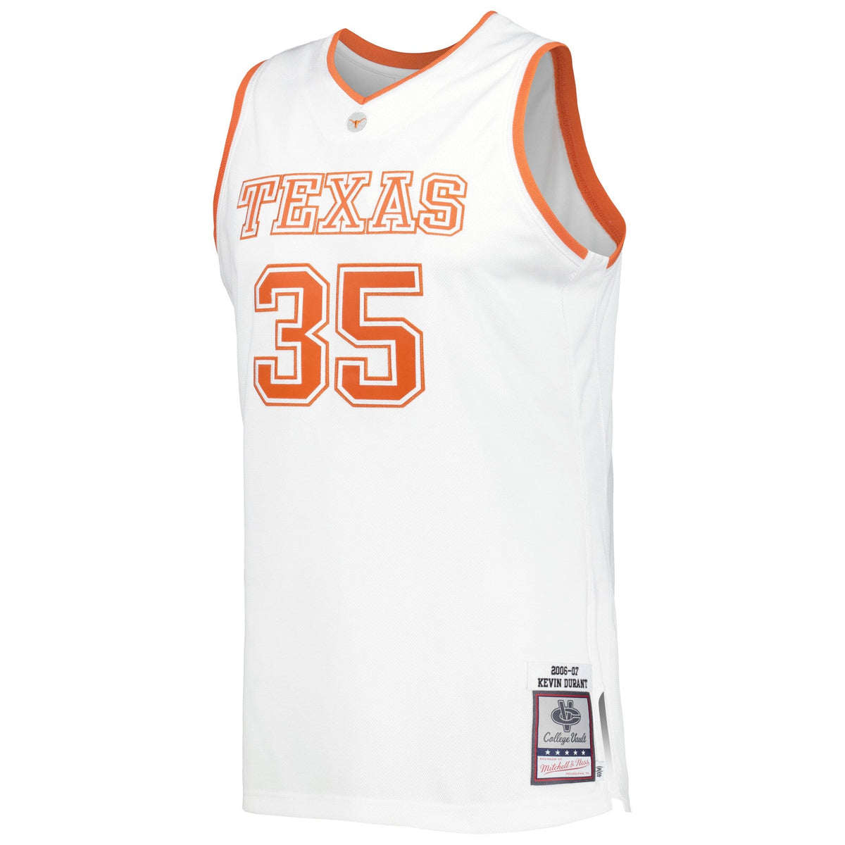 Kevin Durant Texas Longhorns 2006/07 Throwback Jersey - White product image 3, provided for visual reference and product