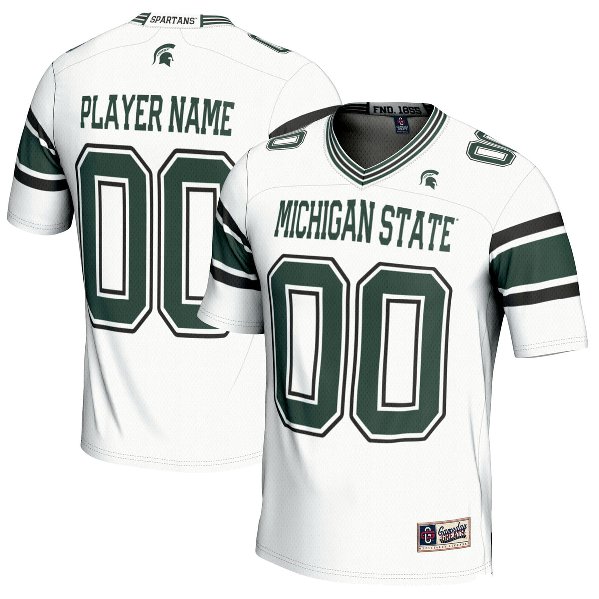 Michigan State Spartans NIL Pick-A-Player Football Jersey - White product image 2, provided for visual reference and product