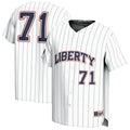Adult #71 White Liberty Flames Lightweight Collegiate Baseball Fashion Jersey product image 1, provided for visual reference