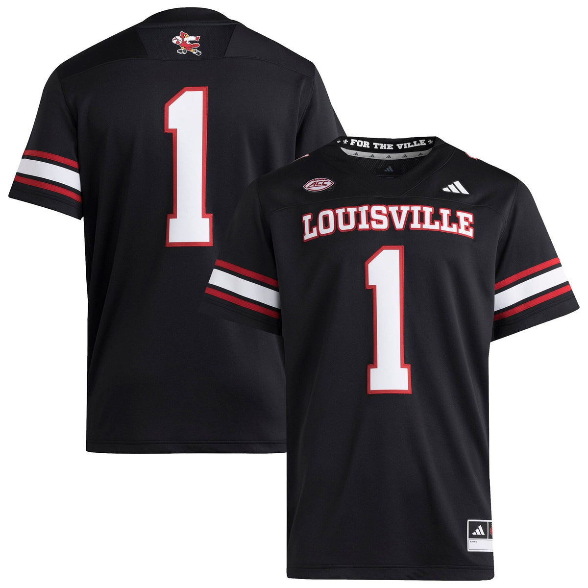 #1 Black Louisville Cardinals Premier Strategy Jersey product image 1, provided for visual reference and product detail