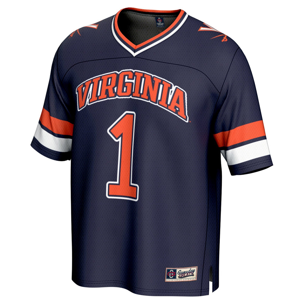 #1 Virginia Cavaliers Lightweight Collegiate Football Fashion Jersey - Navy product image 3, provided for visual reference