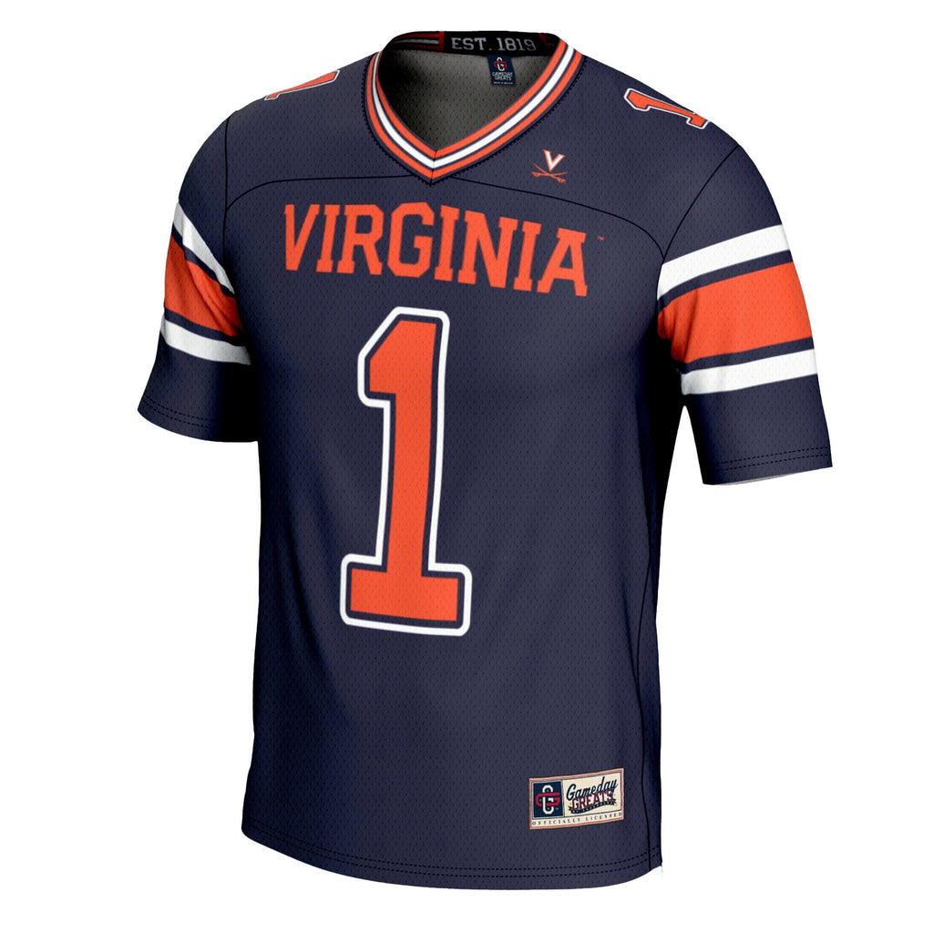 #1 Virginia Cavaliers Football Jersey – Navy product image 3, provided for visual reference and product detail review