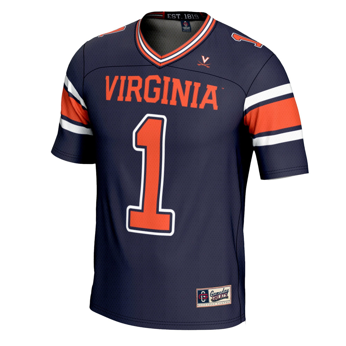 #1 Virginia Cavaliers Football Jersey – Navy product image 3, provided for visual reference and product detail review
