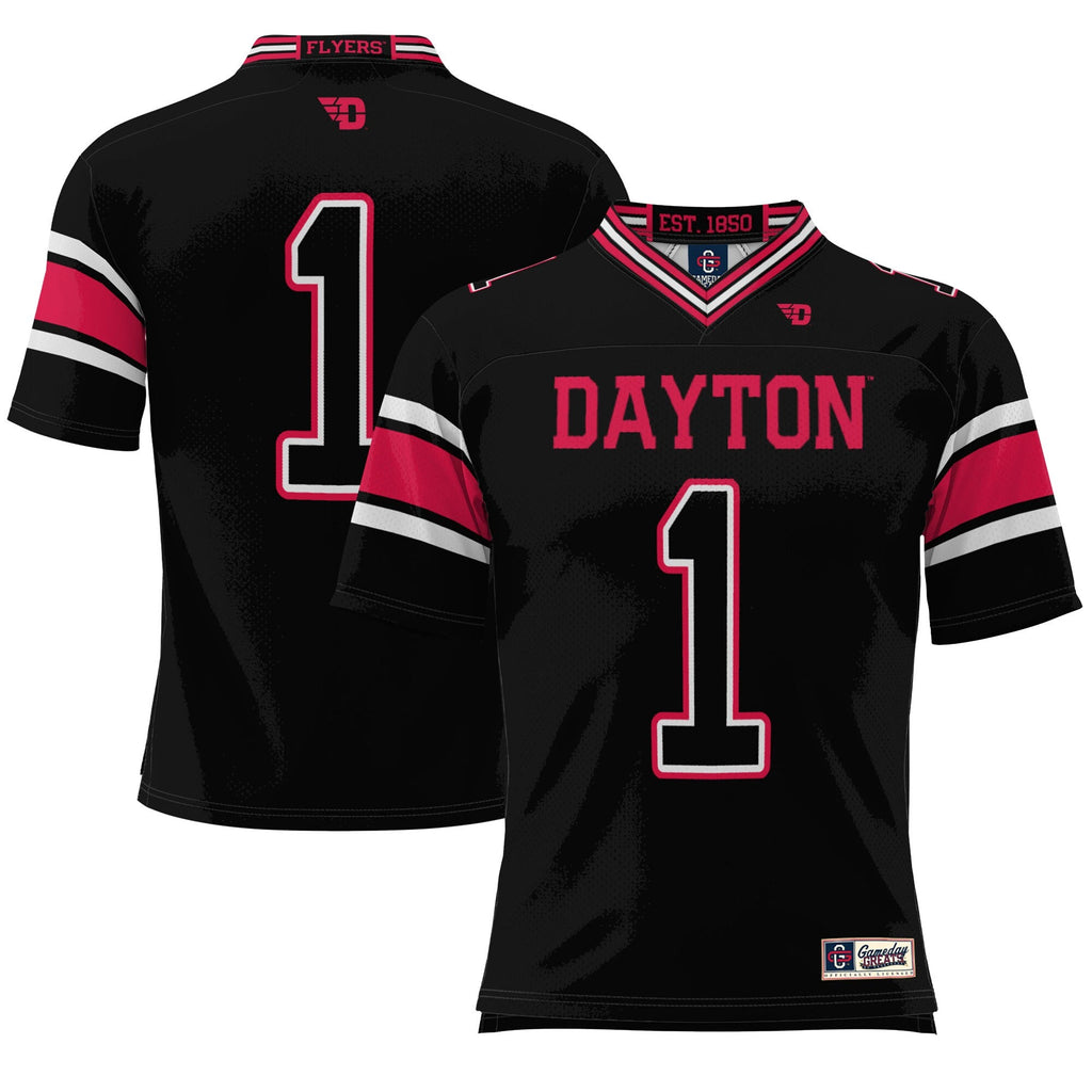 #1 Dayton Flyers Endzone Football Jersey - Black product image 2, provided for visual reference and product detail review