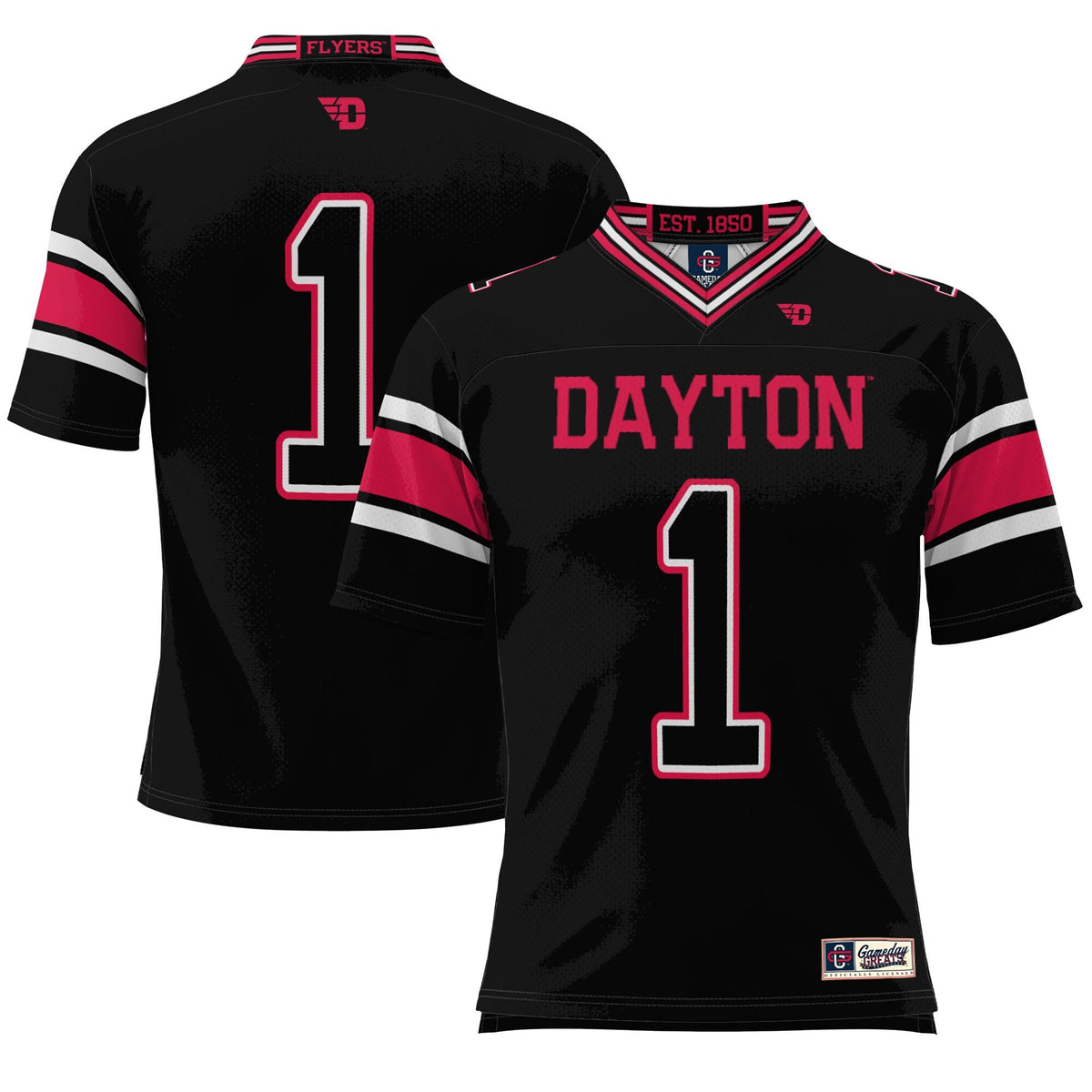 #1 Dayton Flyers Endzone Football Jersey - Black product image 2, provided for visual reference and product detail review