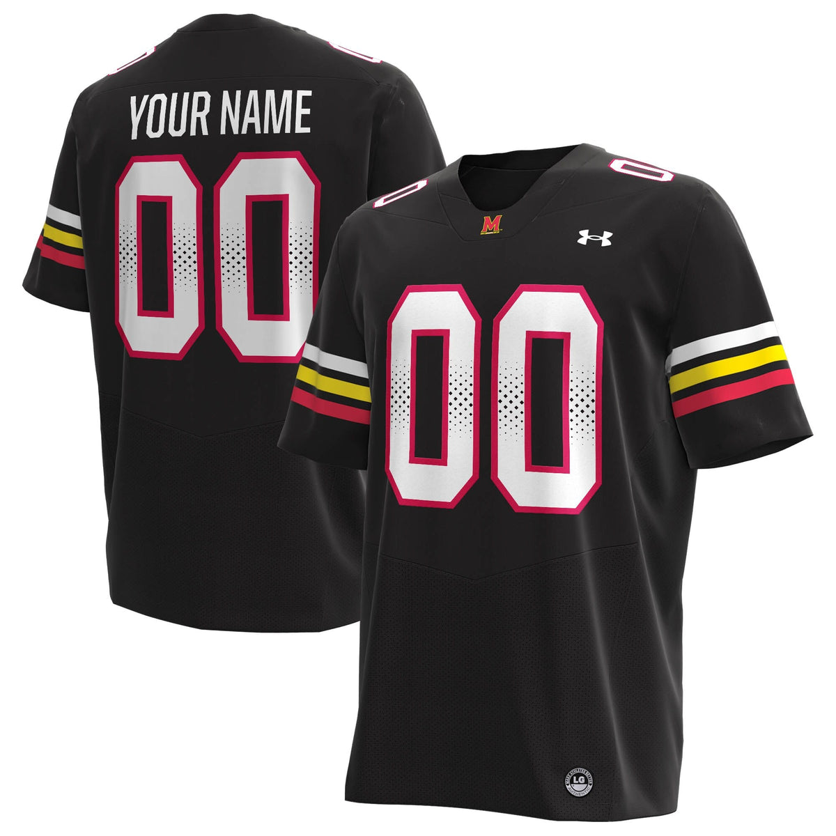 Maryland Terrapins Custom Replica Football Jersey - Black product image 1, provided for visual reference and product detail