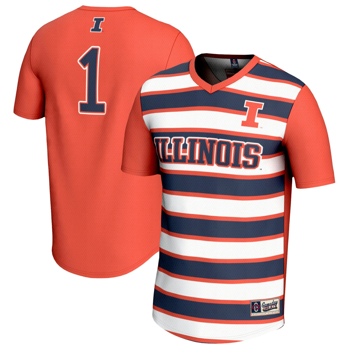 #1 Illinois Fighting Illini Lightweight Soccer Fashion Jersey - Orange product image 1, provided for visual reference and