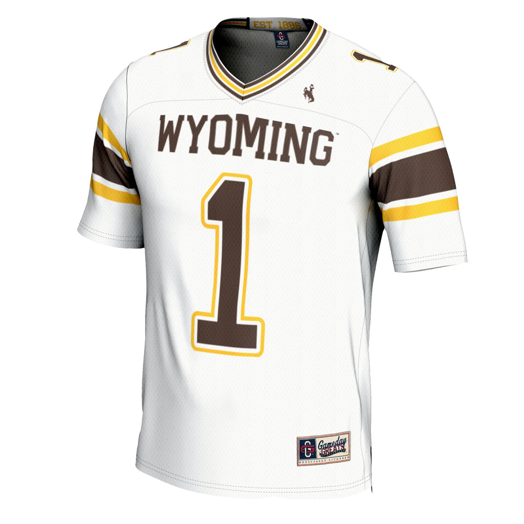 #1 Wyoming Cowboys Football Jersey - White product image 3, provided for visual reference and product detail review