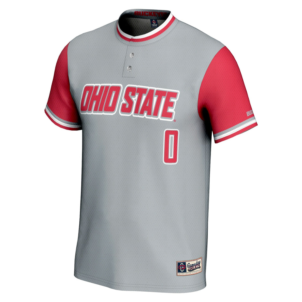 #0 Ohio State Buckeyes Lightweight Softball Jersey - Gray product image 3, provided for visual reference and product detail