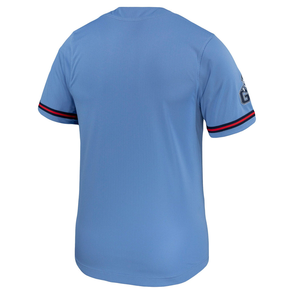 Light Blue Gonzaga Bulldogs Replica Baseball Jersey product image 4, provided for visual reference and product detail review