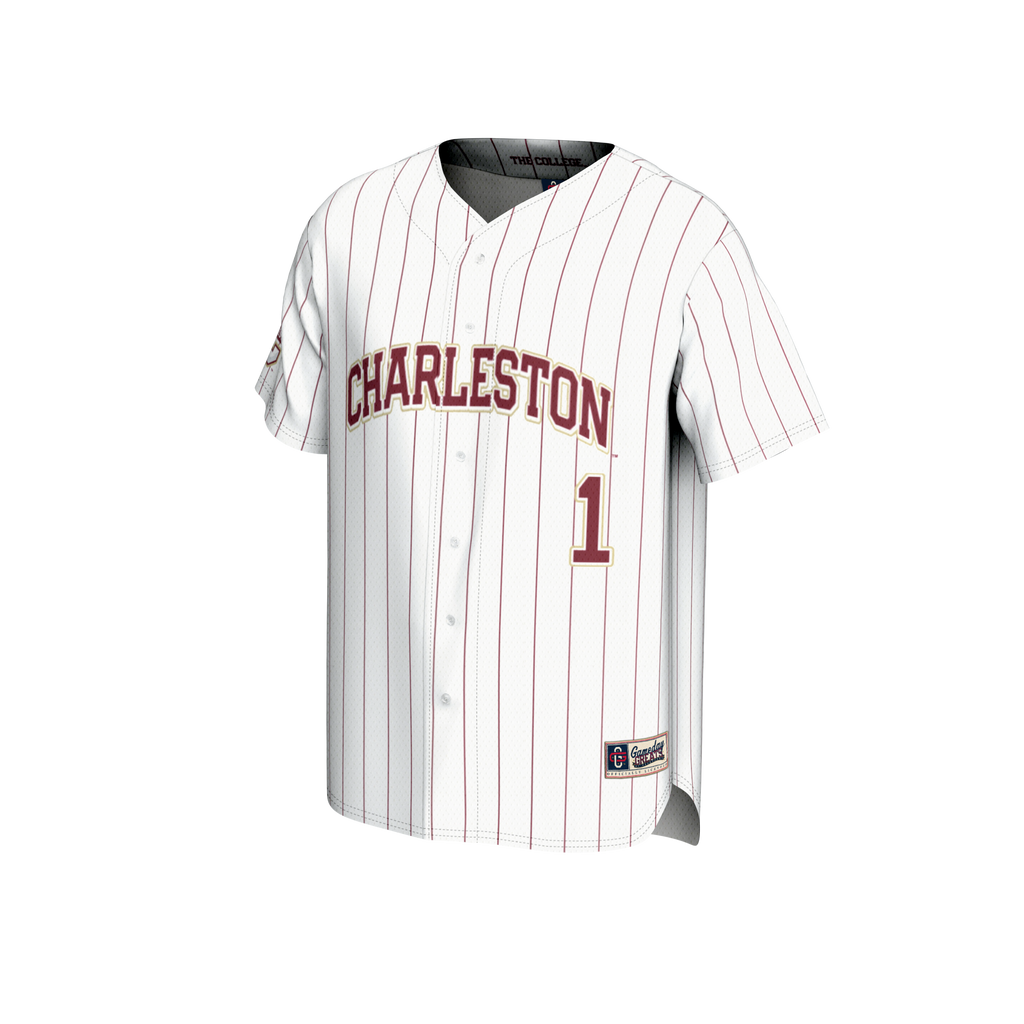#1 Charleston Cougars Lightweight Baseball Fashion Jersey - White product image 3, provided for visual reference and product
