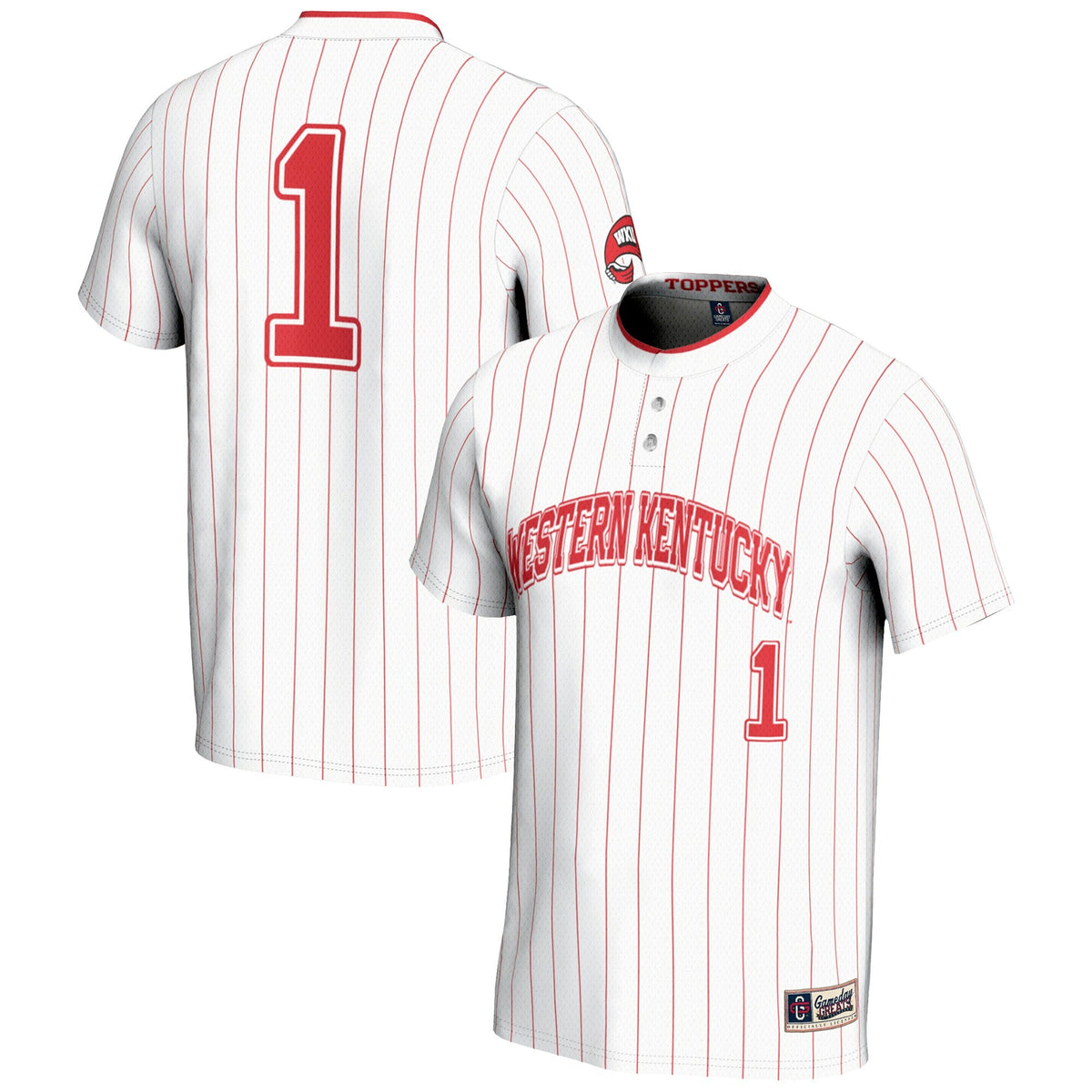 #1 Western Kentucky Hilltoppers Lightweight Softball Jersey - White product image 1, provided for visual reference and