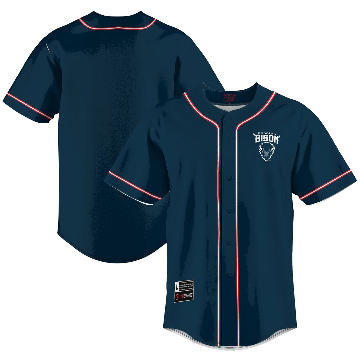 Howard Bison Lightweight Baseball Jersey - Blue product image 2, provided for visual reference and product detail review