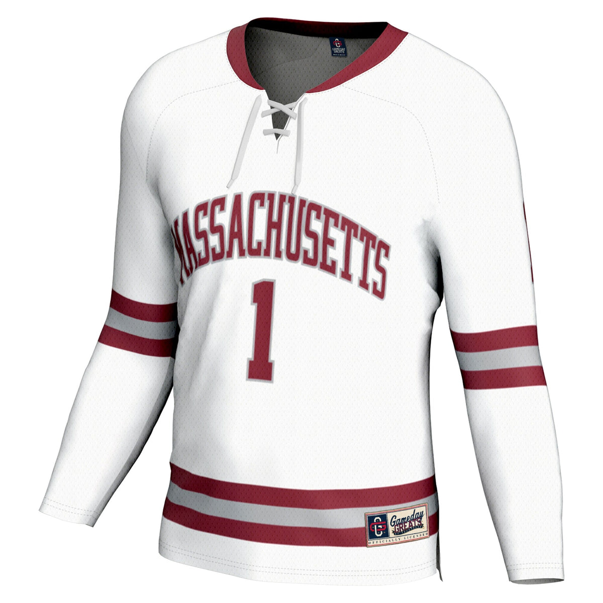 #1 UMass Minutemen Hockey Fashion Jersey - White product image 3, provided for visual reference and product detail review