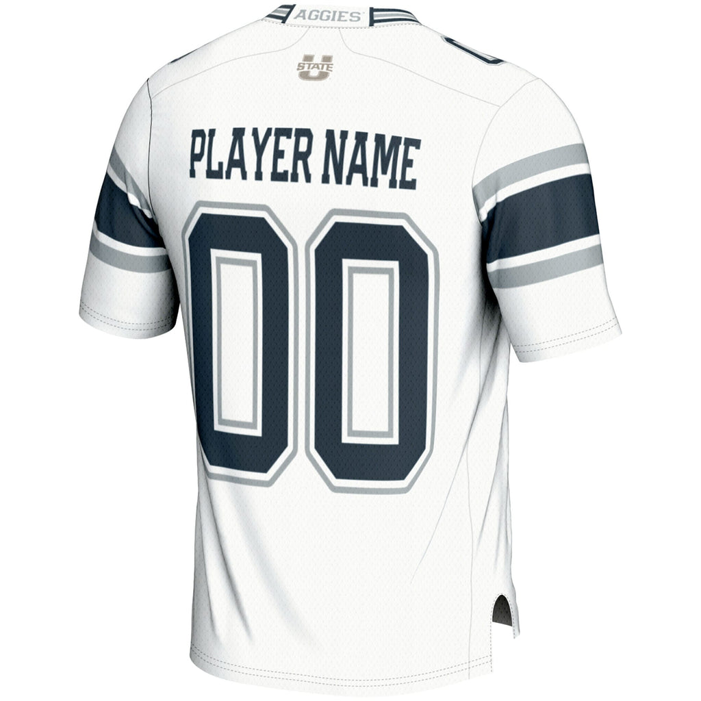 Utah State Aggies NIL Pick-A-Player Football Jersey - White product image 4, provided for visual reference and product