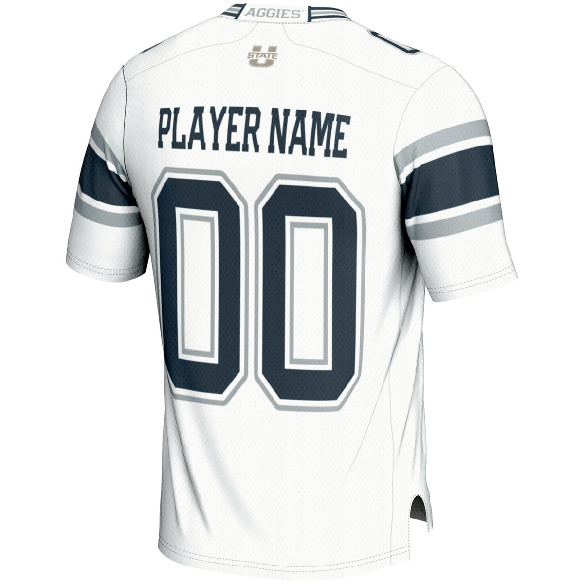 Utah State Aggies NIL Pick-A-Player Football Jersey - White product image 4, provided for visual reference and product