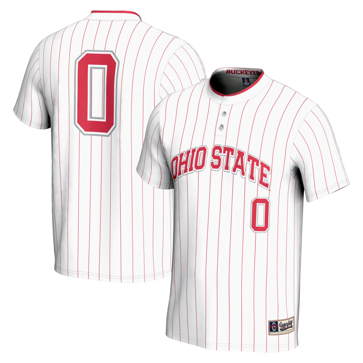 #0 Ohio State Buckeyes Lightweight Softball Jersey - White product image 1, provided for visual reference and product detail