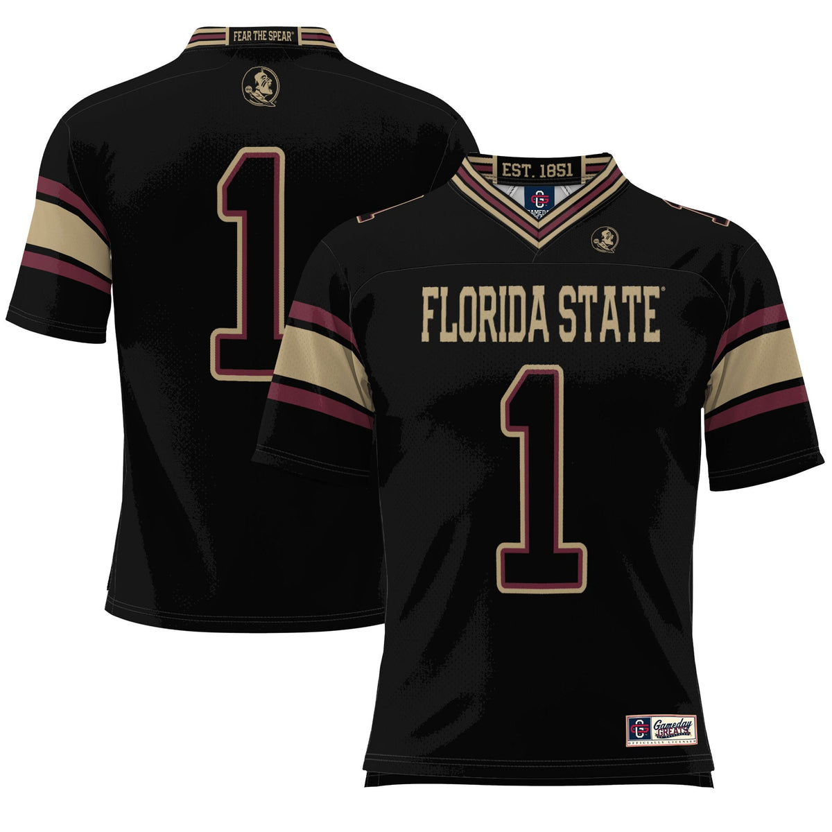 #1 Florida State Seminoles Endzone Football Jersey - Black product image 2, provided for visual reference and product detail