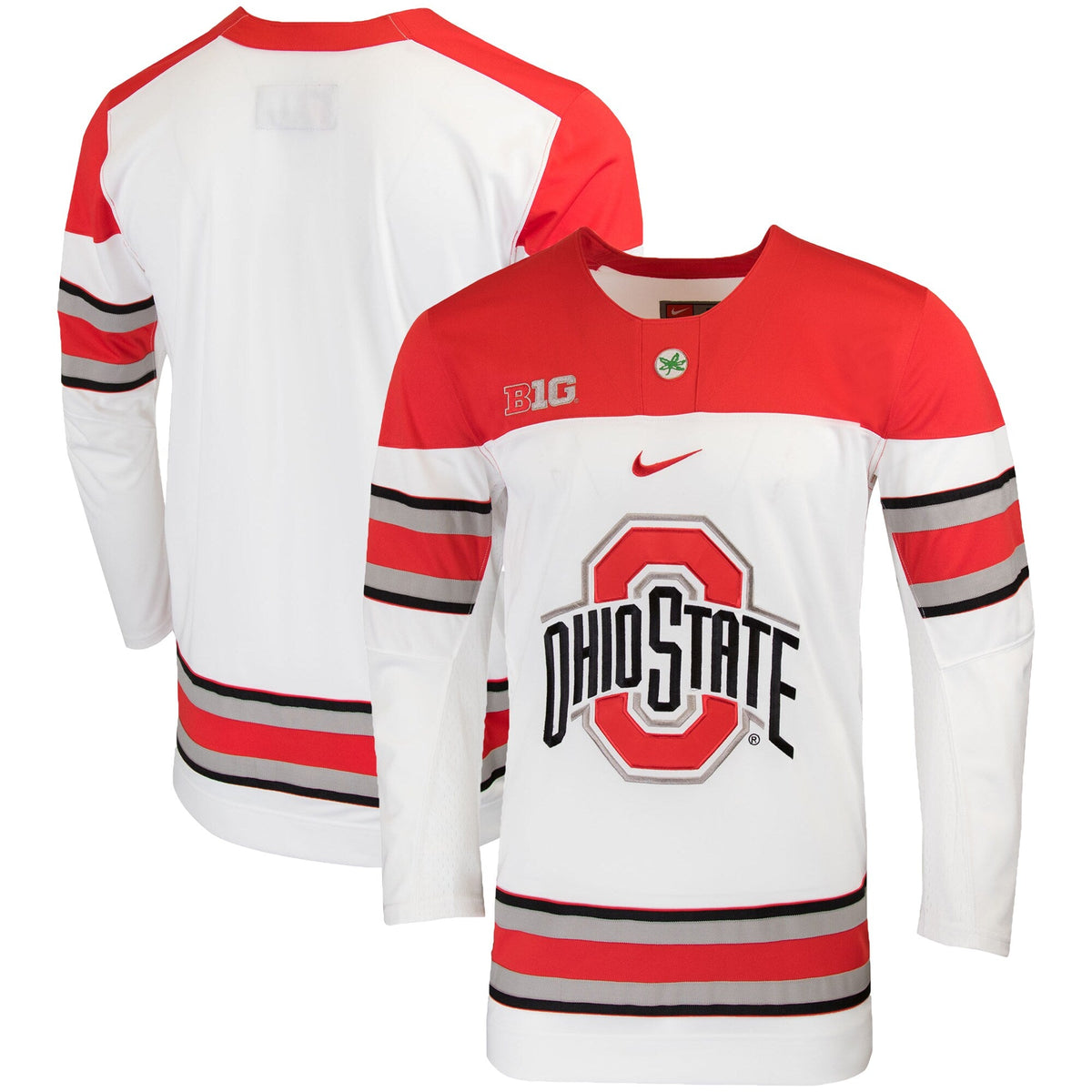 White Ohio State Buckeyes Replica College Hockey Jersey product image 2, provided for visual reference and product detail