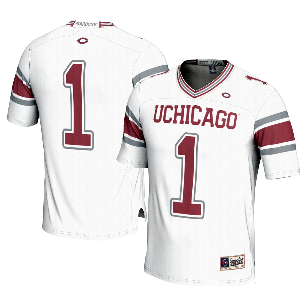 #1 UChicago Maroons Football Jersey - White product image 2, provided for visual reference and product detail review