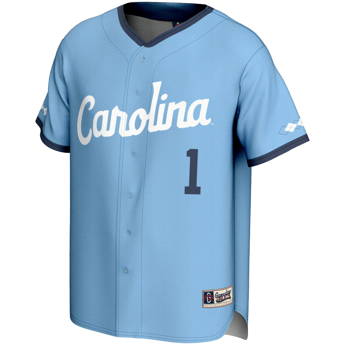 #1 North Carolina Tar Heels Lightweight Baseball Jersey - Carolina Blue product image 3, provided for visual reference and