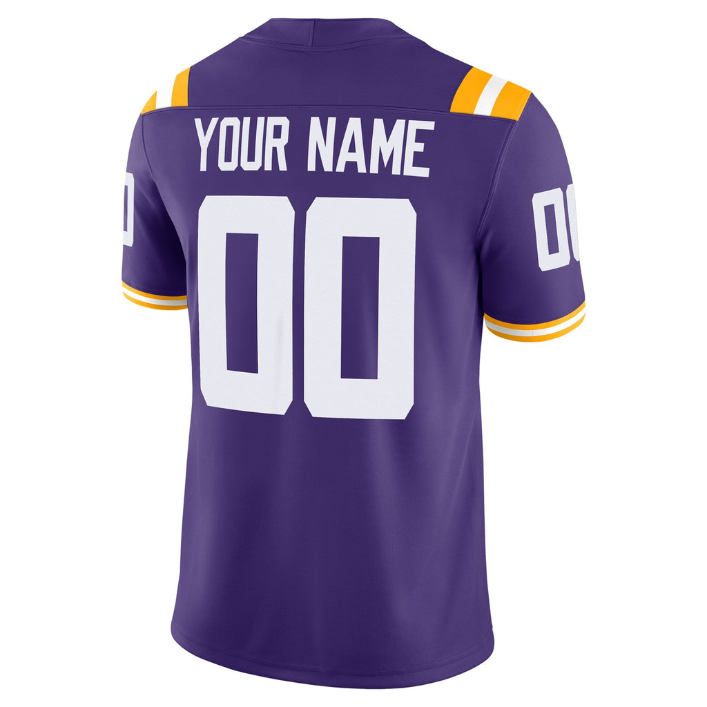 LSU Tigers Custom Football Game Jersey - Purple product image 4, provided for visual reference and product detail review
