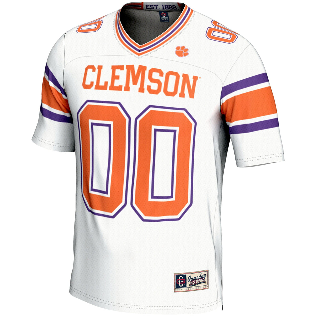 Clemson Tigers NIL Pick-A-Player Football Jersey - White product image 3, provided for visual reference and product detail