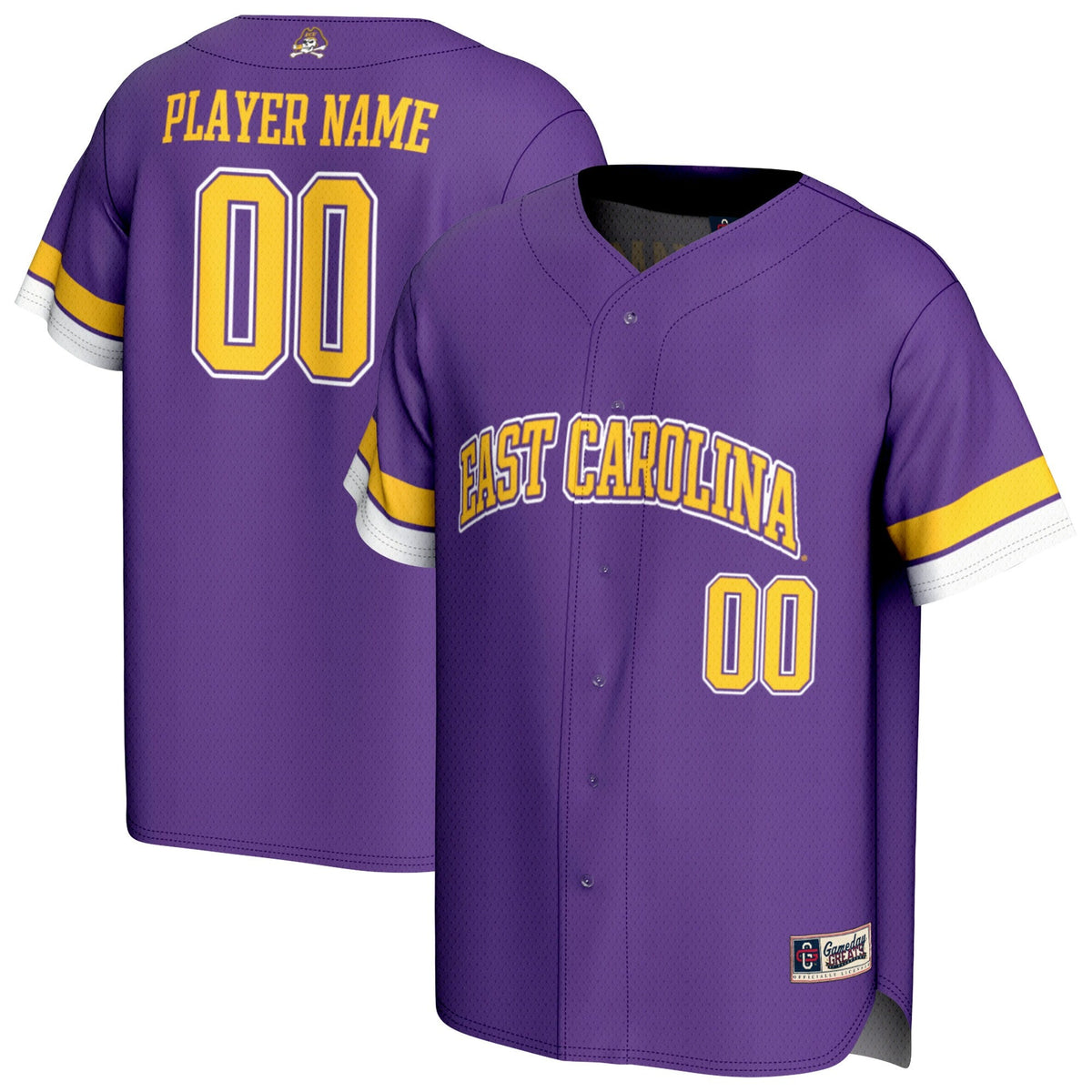 ECU Pirates NIL Pick-A-Player Lightweight Baseball Jersey - Purple product image 2, provided for visual reference and
