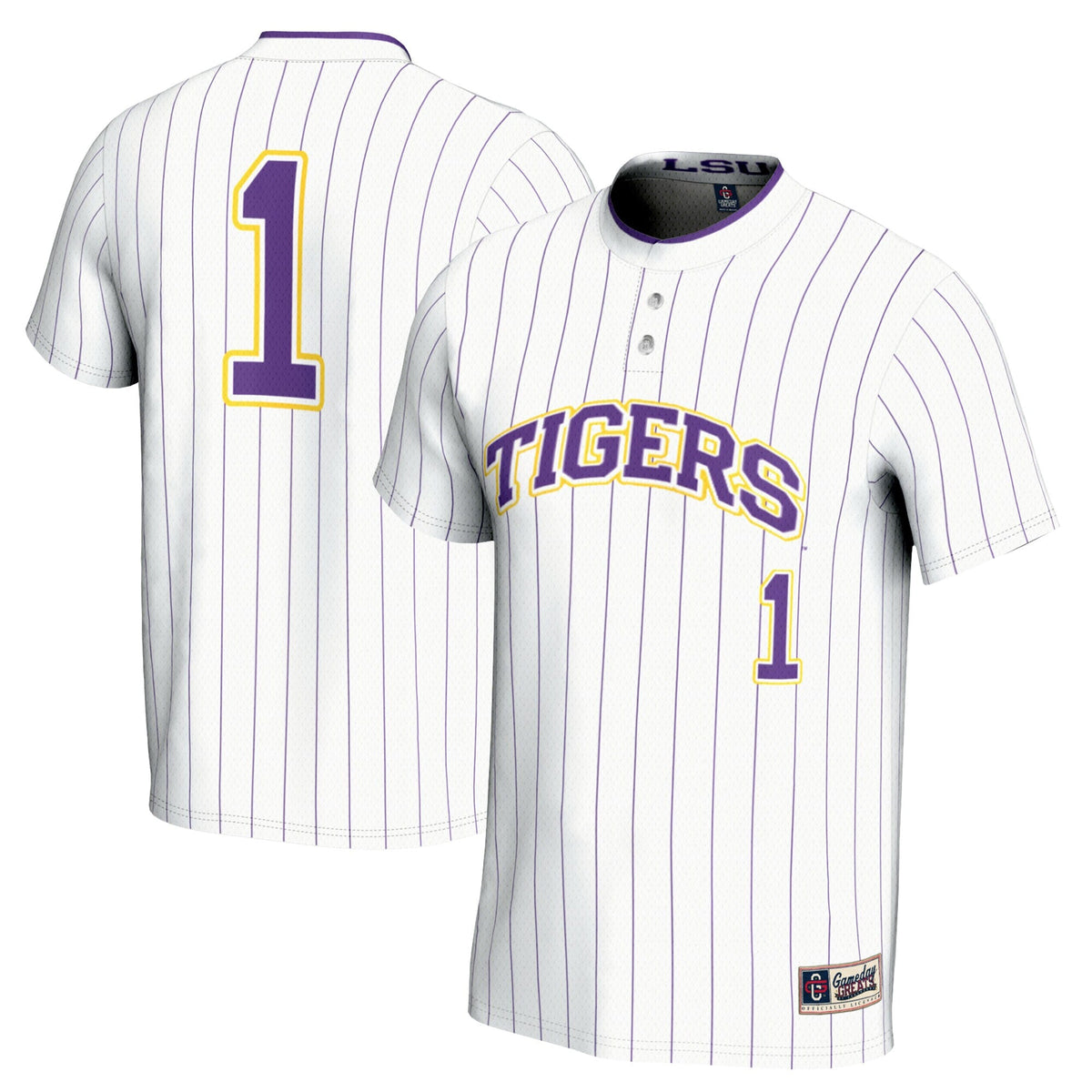 #1 LSU Tigers Lightweight Softball Jersey - White product image 1, provided for visual reference and product detail review