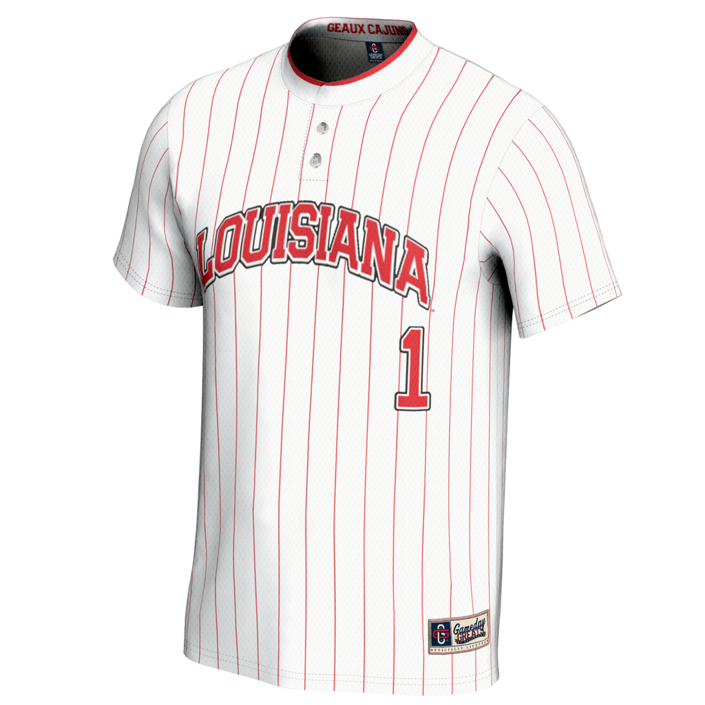 #1 Louisiana Ragin' Cajuns Lightweight Softball Jersey - White product image 3, provided for visual reference and product
