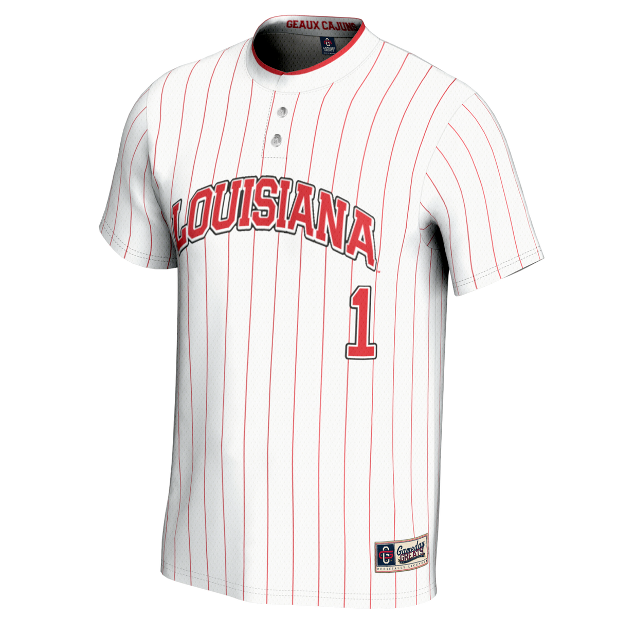 #1 Louisiana Ragin' Cajuns Lightweight Softball Jersey - White product image 3, provided for visual reference and product