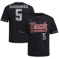 Patrick Mahomes Texas Tech Red Raiders Replica Baseball Jersey - Black product image 1, provided for visual reference and