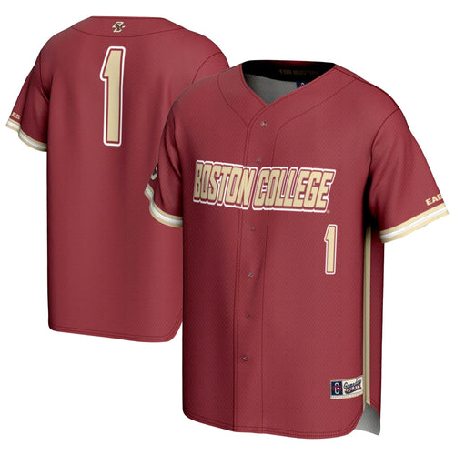 #1 Boston College Eagles Lightweight Baseball Fashion Jersey – Maroon product image 2, provided for visual reference and