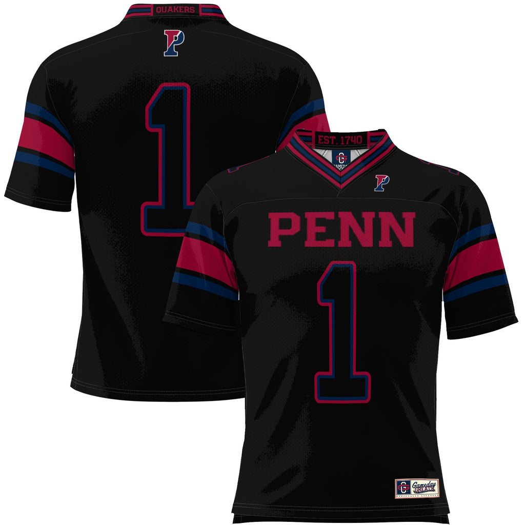 #1 Pennsylvania Quakers Endzone Football Jersey - Black product image 2, provided for visual reference and product detail