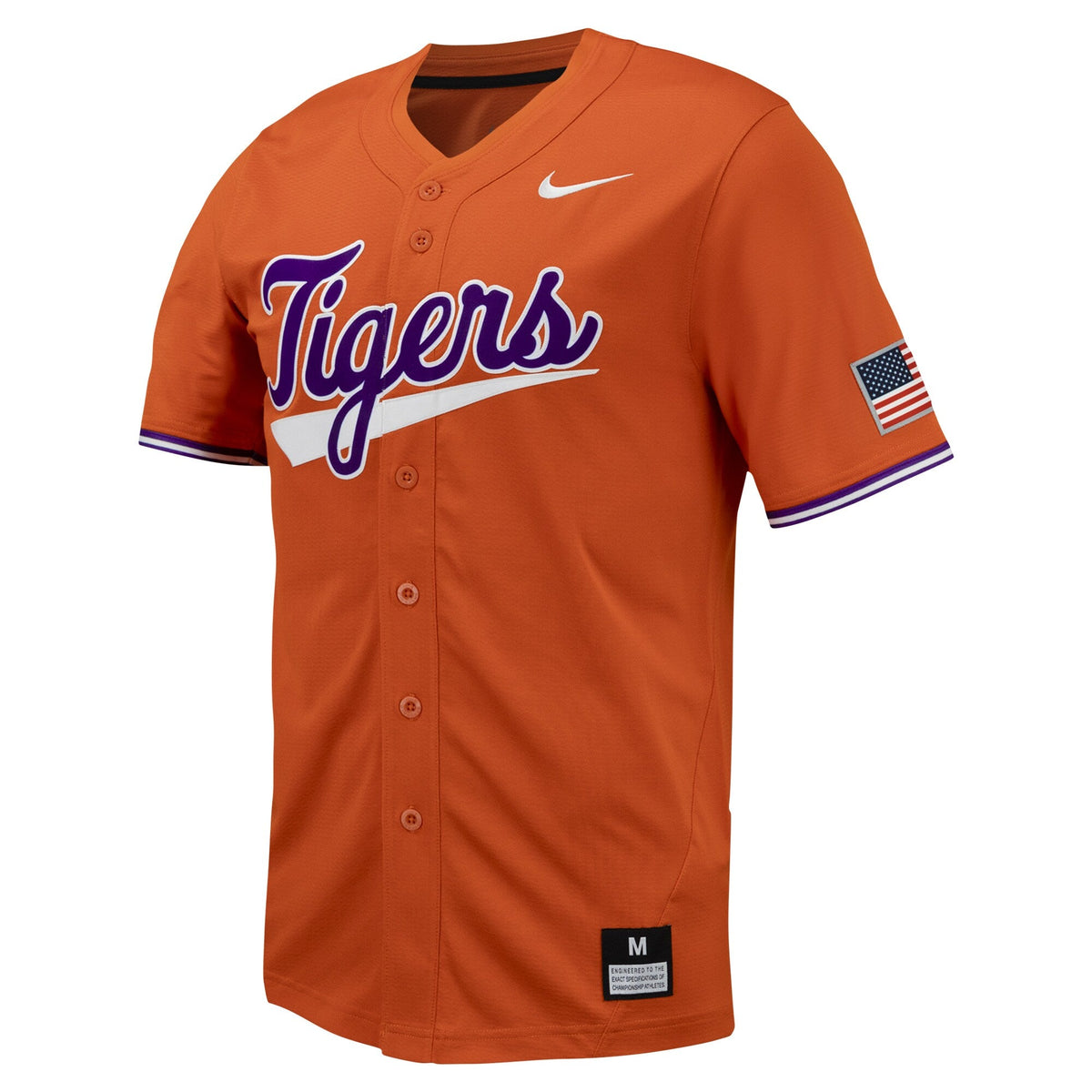 Orange Clemson Tigers Replica Full-Button Baseball Jersey product image 3, provided for visual reference and product detail