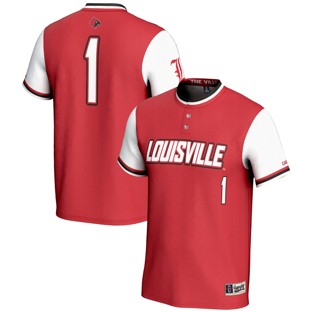#1 Louisville Cardinals Lightweight Softball Jersey - Red product image 2, provided for visual reference and product detail