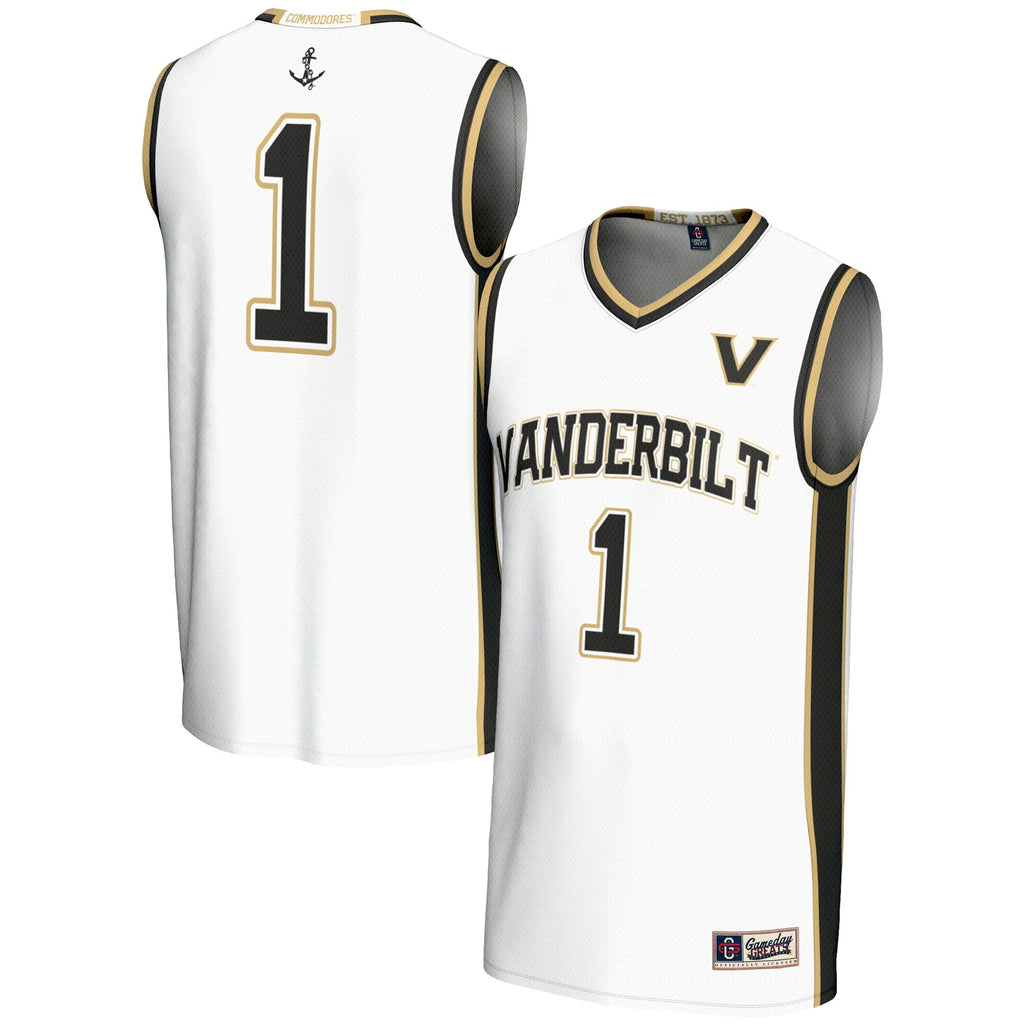 #1 Vanderbilt Commodores Replica Lightweight Basketball Jersey - White product image 1, provided for visual reference and